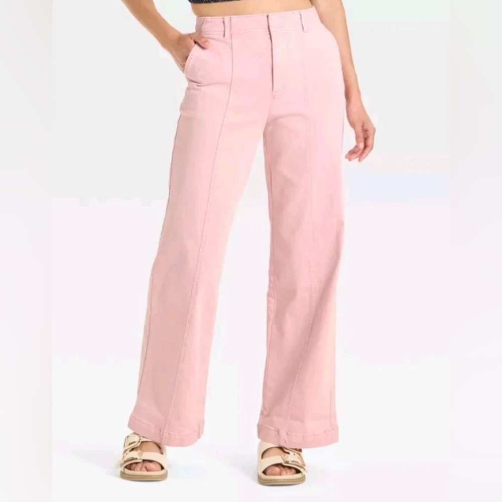 Universal Thread size 6 Stretch High Rise Wide Leg Pink Trousers 28” inseam